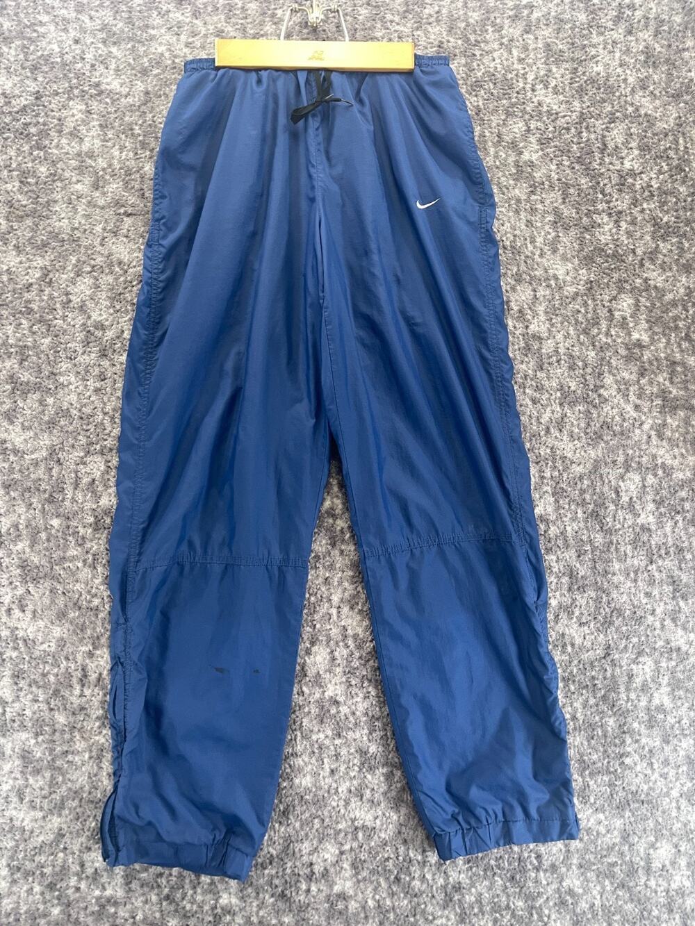 Vintage 90s Nike Men’s M Blue Lined Windbreaker Track Pants Baggy Wide Legged